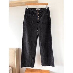 Reformation Eloise Womens High Rise Wide Leg Button Jean Siene Black Sz 29 Boho